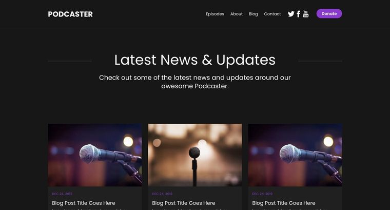 Podcaster template — Blog page
