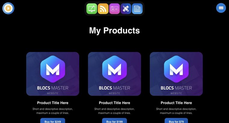 Portfolio template — Products page