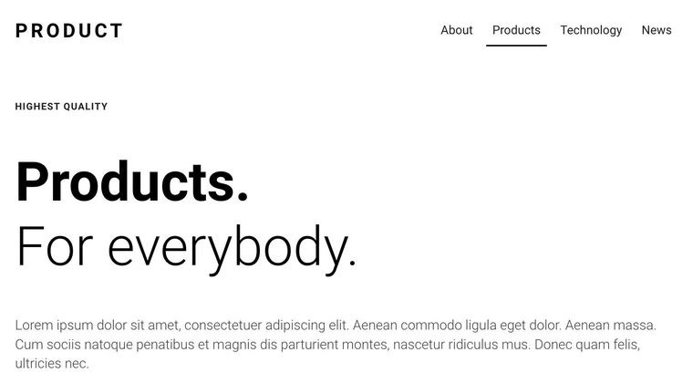 Product template — Products page