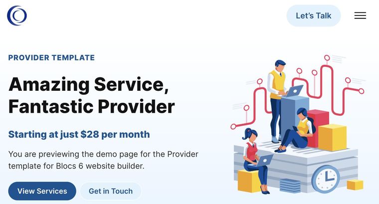 Provider template — Homepage page