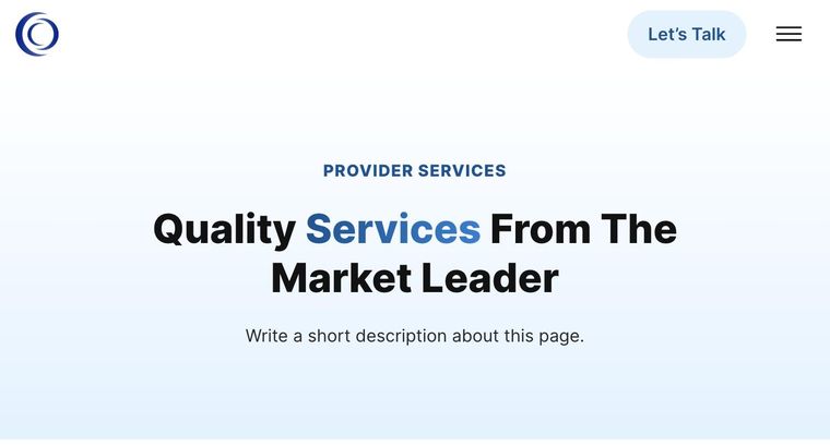 Provider template — Services page