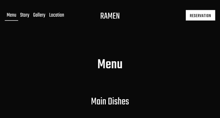 Ramen template — Menu page