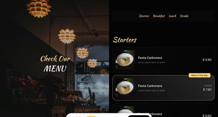 Restaurant template — Menu page