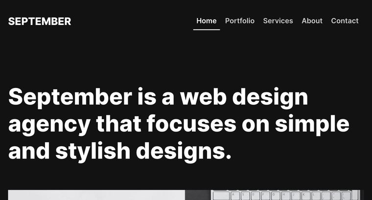 September template — Homepage page