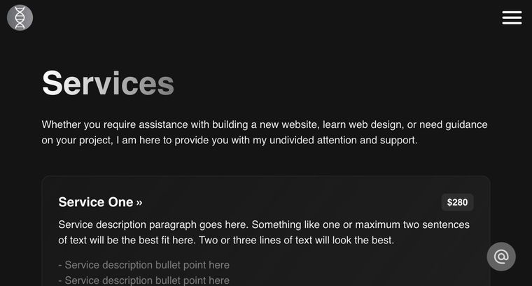 Sidebar template — Services page