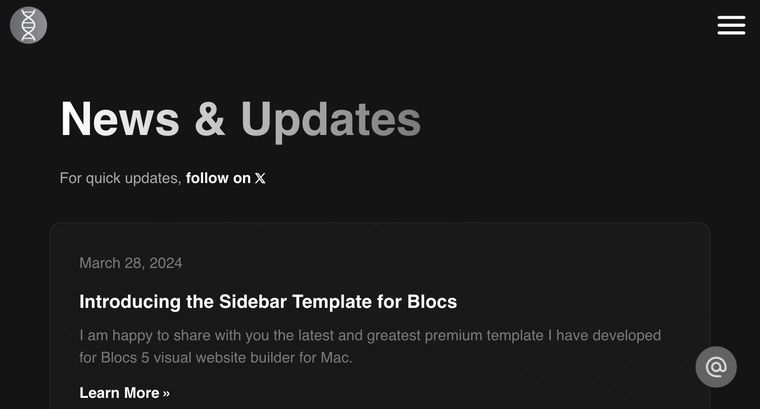 Sidebar template — News page