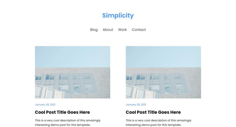 Simplicity template — Homepage page