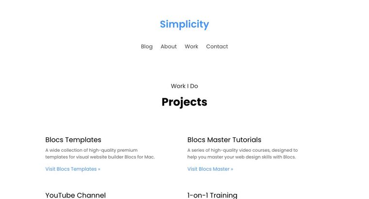 Simplicity template — Work page