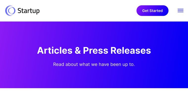Startup template — Blog page