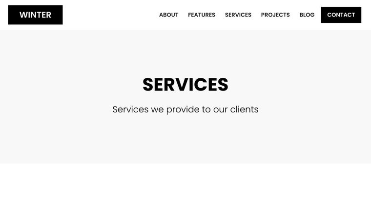 Winter template — Services page